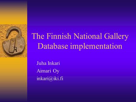 The Finnish National Gallery Database implementation