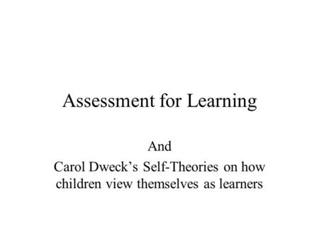 Assessment for Learning