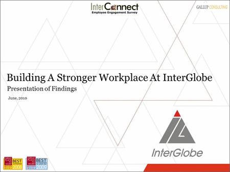 Building A Stronger Workplace At InterGlobe Presentation of Findings June, 2010.