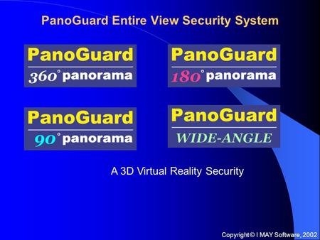 Copyright © I MAY Software, 2002 PanoGuard Entire View Security System A 3D Virtual Reality Security.