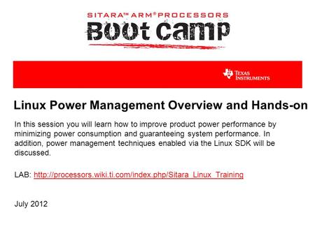 Linux Power Management Overview and Hands-on