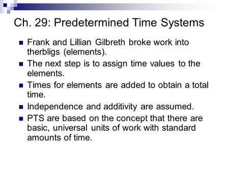 Ch. 29: Predetermined Time Systems