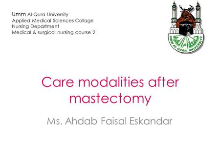 Care modalities after mastectomy