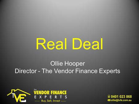 Real Deal Ollie Hooper Director - The Vendor Finance Experts.