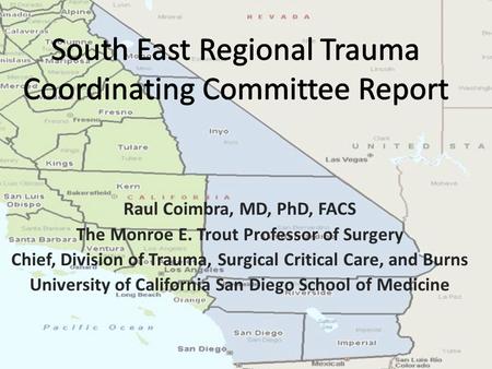 Planning Members Kathi Ayers, RN. MSN, Trauma Program Manager, Sharp San Diego Bruce Barton, Agency Director, Riverside EMS Raul Coimbra, Chief Division.