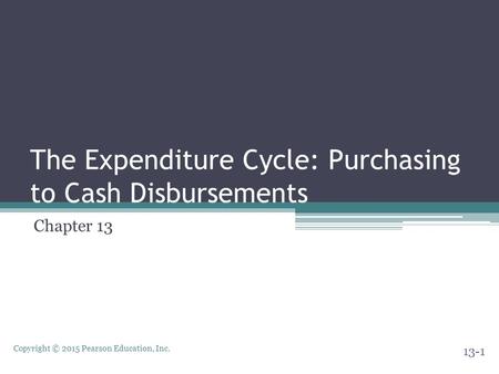 The Expenditure Cycle: Purchasing to Cash Disbursements