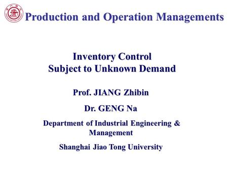 Production and Operation Managements