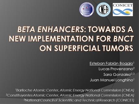 Esteban Fabián Boggio 1 Lucas Provenzano 2 Sara Gonzalez 2,3 Sara Gonzalez 2,3 Juan Manuel Longhino 1 1 Bariloche Atomic Center, Atomic Energy National.