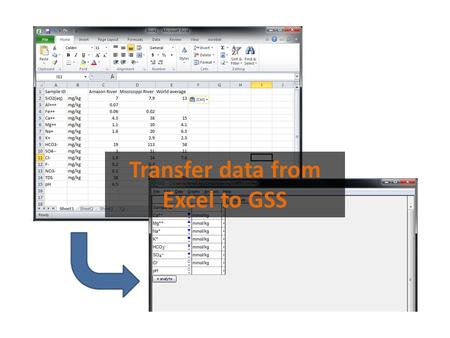 Transfer data from Excel to GSS. You can move your geochemical data from Excel to GSS.