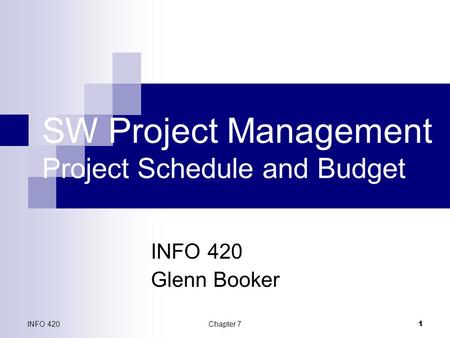 SW Project Management Project Schedule and Budget