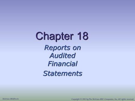 Reports on Audited Financial Statements