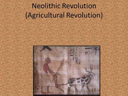 Neolithic Revolution (Agricultural Revolution)