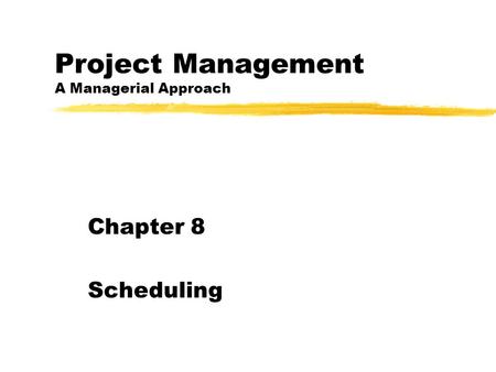 Project Management A Managerial Approach