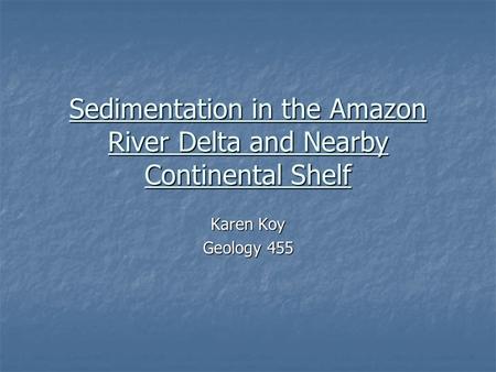 Sedimentation in the Amazon River Delta and Nearby Continental Shelf