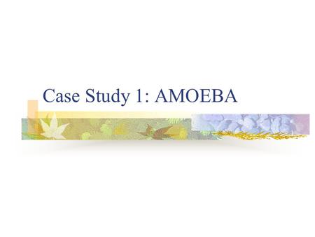 Case Study 1: AMOEBA. History of Amoeba Amoeba originated at the Vrije Universiteit, Amsterdam, The Netherlands in 1981 as a research project in distributed.