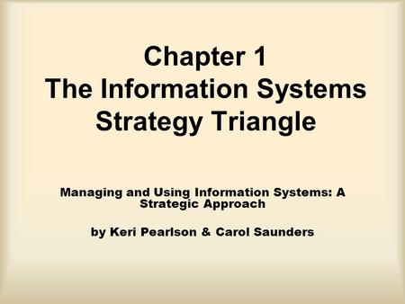 Chapter 1 The Information Systems Strategy Triangle