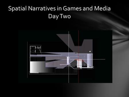 Spatial Narratives in Games and Media Day Two.  A city is a particular kind of space.  Its spatial arrangement is ordered by the interaction of people.