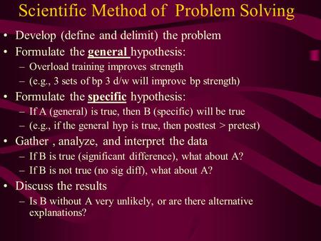 Scientific Method of Problem Solving