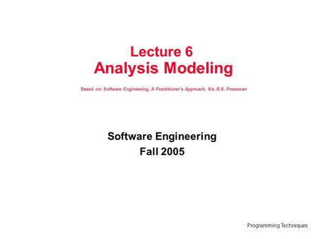 Software Engineering Fall 2005