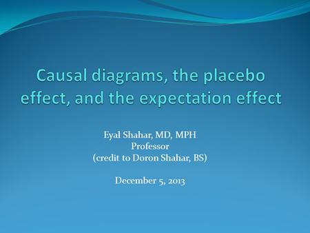 Eyal Shahar, MD, MPH Professor (credit to Doron Shahar, BS) December 5, 2013.