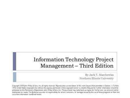 Information Technology Project Management – Third Edition