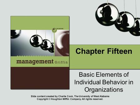 Basic Elements of Individual Behavior in Organizations