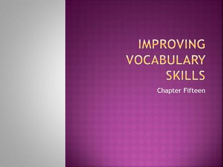 Improving Vocabulary Skills