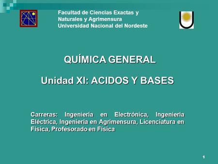 Unidad XI: ACIDOS Y BASES