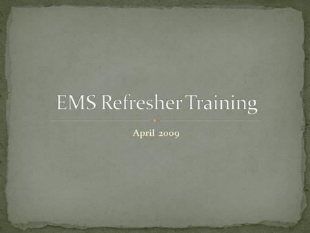 April 2009. EMS is Environmental Management System. It is the environmental component of the Jefferson Lab ISMS. The System comprises a tiered series.