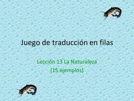 Juego de traducción en filas Lección 13 La Naturaleza (15 ejemplos)