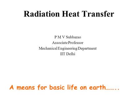 Radiation Heat Transfer