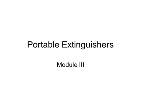 Portable Extinguishers