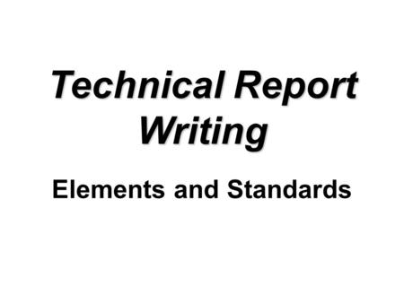 Technical Report Writing