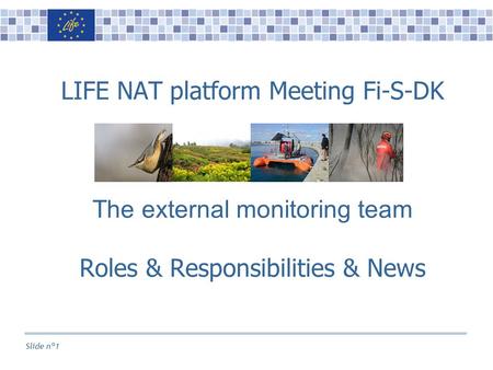 Slide n°1 LIFE NAT platform Meeting Fi-S-DK The external monitoring team Roles & Responsibilities & News.