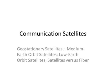 Communication Satellites