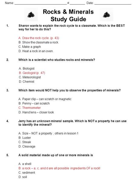 Rocks & Minerals Study Guide