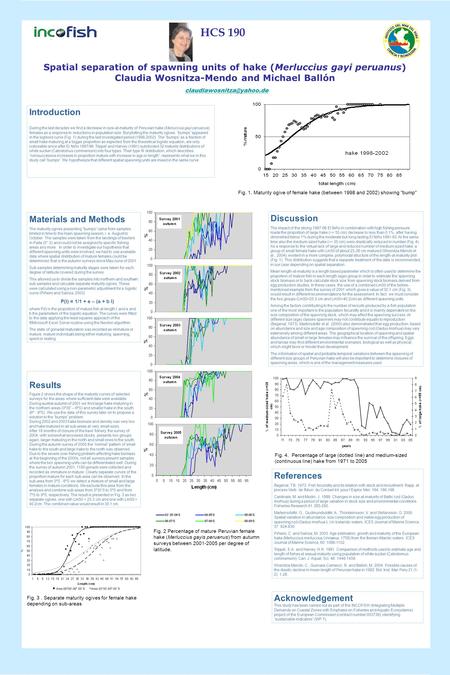 Spatial separation of spawning units of hake (Merluccius gayi peruanus) Claudia Wosnitza-Mendo and Michael Ballón HCS 190 Materials.