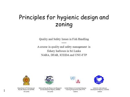 Principles for hygienic design and zoning