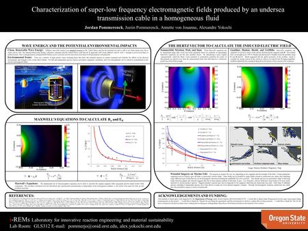 Characterization of super-low frequency electromagnetic fields produced by an undersea transmission cable in a homogeneous fluid Jordan Pommerenck, Justin.