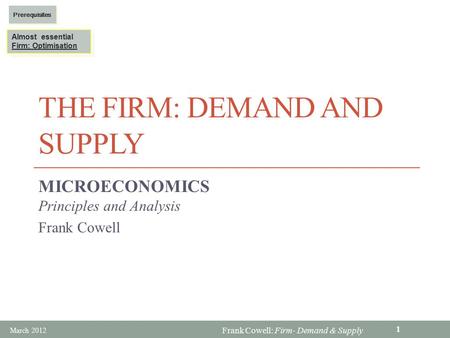 The Firm: Demand and Supply