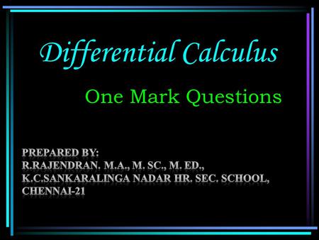 Differential Calculus