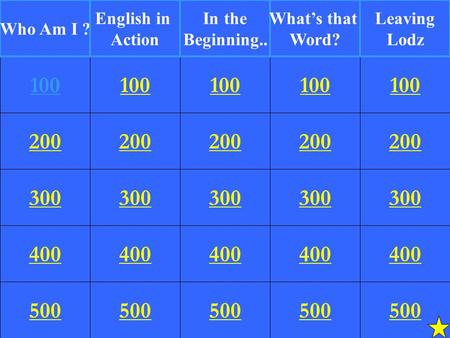 200 300 400 500 100 200 300 400 500 100 200 300 400 500 100 200 300 400 500 100 200 300 400 500 100 Who Am I ? English in Action In the Beginning.. What’s.