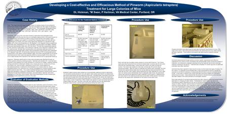 Procedure Use Acknowledgements Discussion Developing a Cost-effective and Efficacious Method of Pinworm (Aspicularis tetraptera) Treatment for Large Colonies.