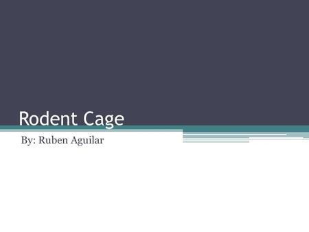 Rodent Cage By: Ruben Aguilar. About The Part Q: Why I made the Part? A: Because It’s a chance to get creative try something, challenging, new and put.