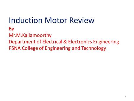 Induction Motor Review