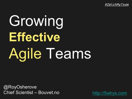 #IWishMyTeam Growing Effective Agile Chief Scientist – Bouvet.no.