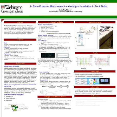 Abstract Results The In Shoe Pressure System project is a research effort to reduce running injuries and prevent FootStrike. Despite the money that has.