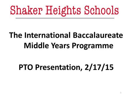 The International Baccalaureate Middle Years Programme