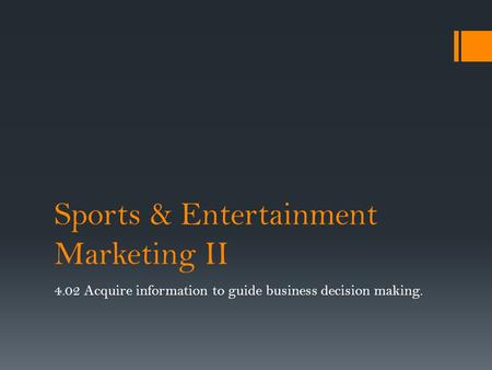 Sports & Entertainment Marketing II