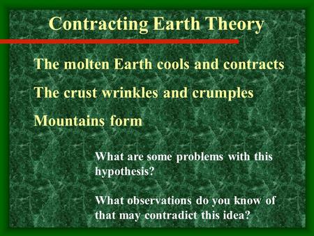 Contracting Earth Theory